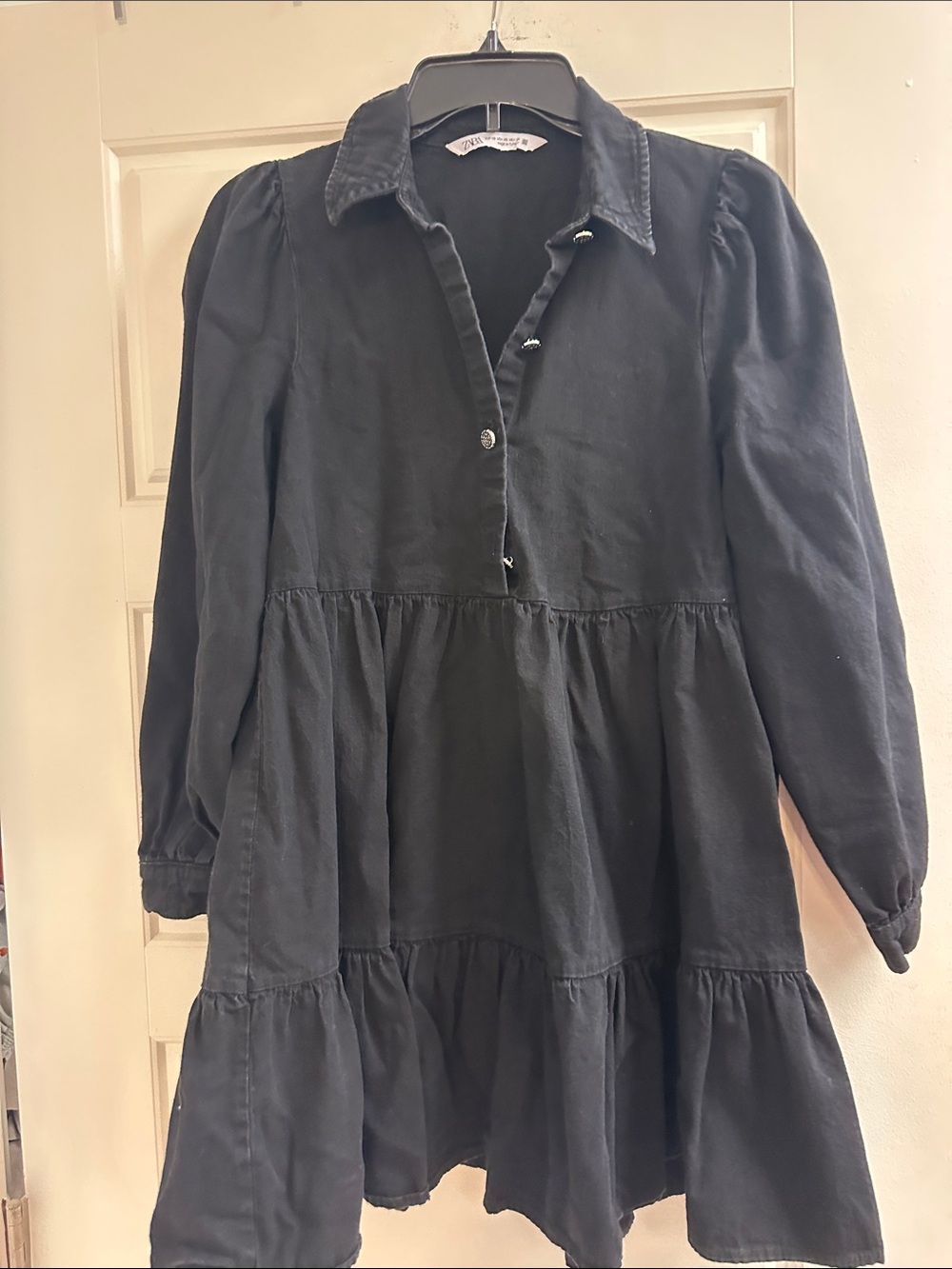 Zara Black Collared Button-Up Tunic